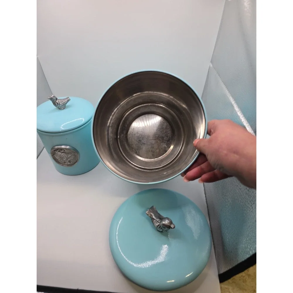 Old Dutch 2 Piece Lauren Bluebird Canister Set Robin Egg Blue Modern